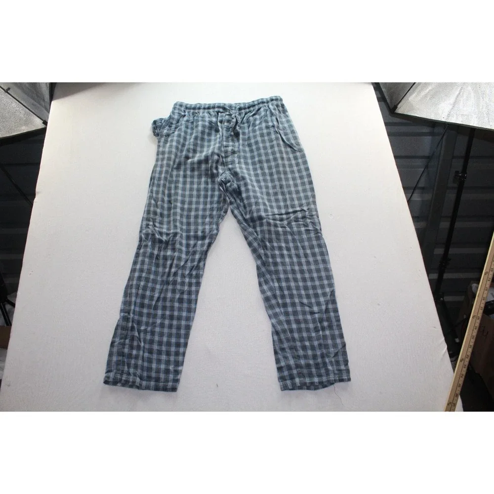 High Sierra Plaid Pajama Pants Mens Large Blue Gray Drawstring Lounge Sleepwear